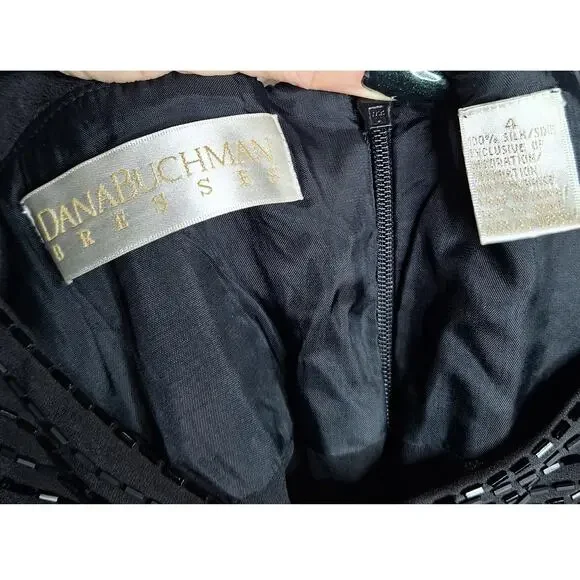 Vintage Y2K Beaded Babydoll Midi Dress Lace 4 Silk Coquette Goth Whimsygoth - Picture 3 of 11